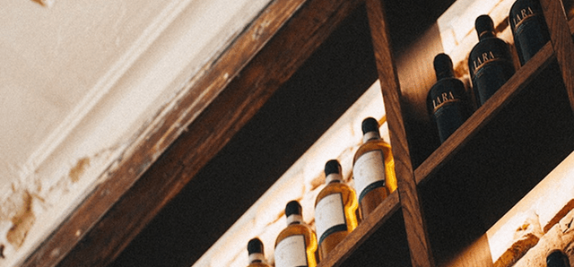 Bottles on shelf